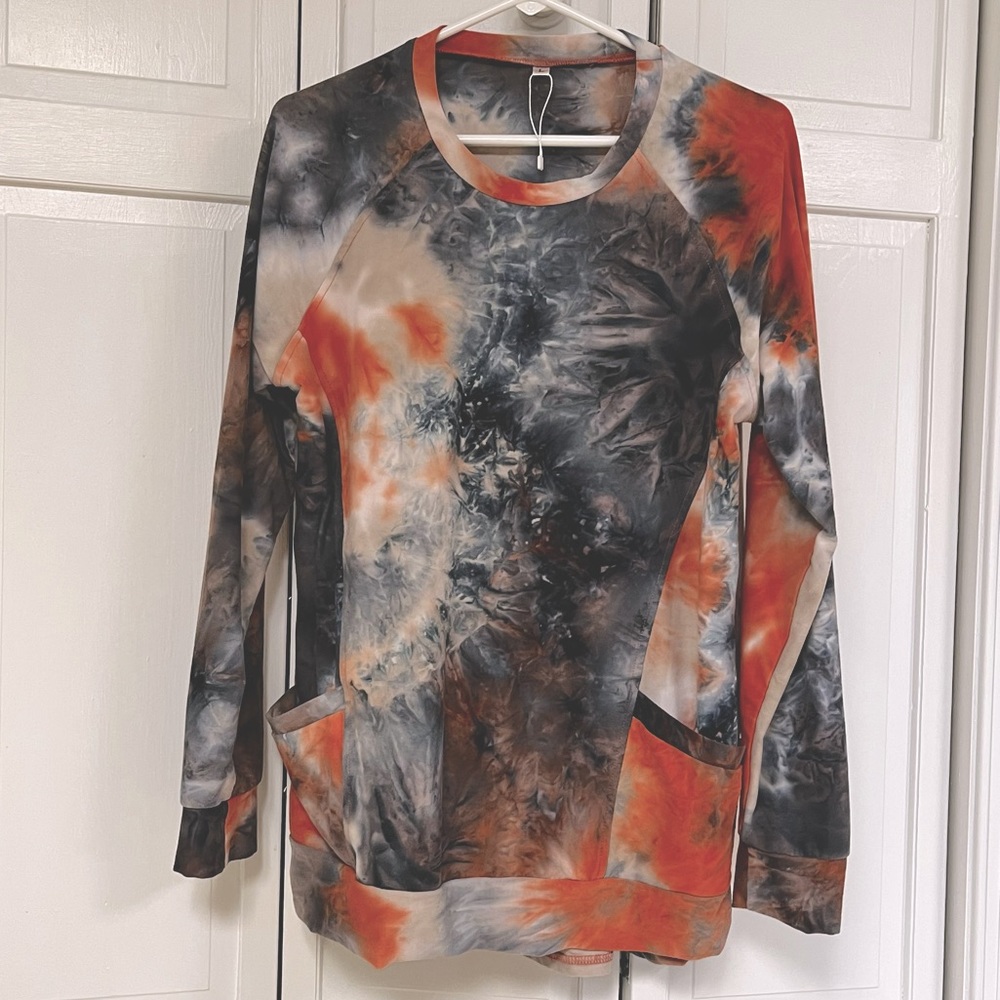Fashion tie dye shirt tunic with pockets